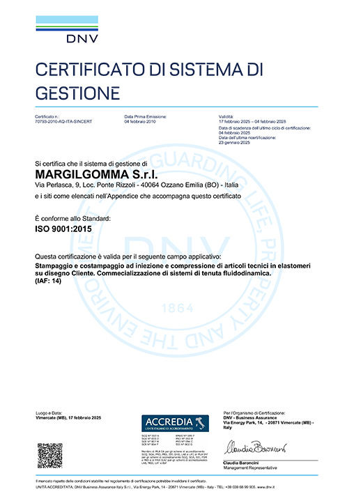 Certificato di sistema di gestione Margilgomma
